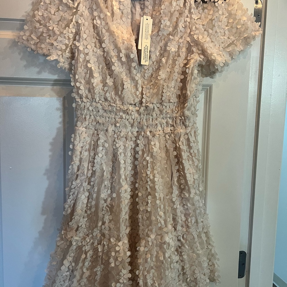 Anthropologie Ivory Textured Dress